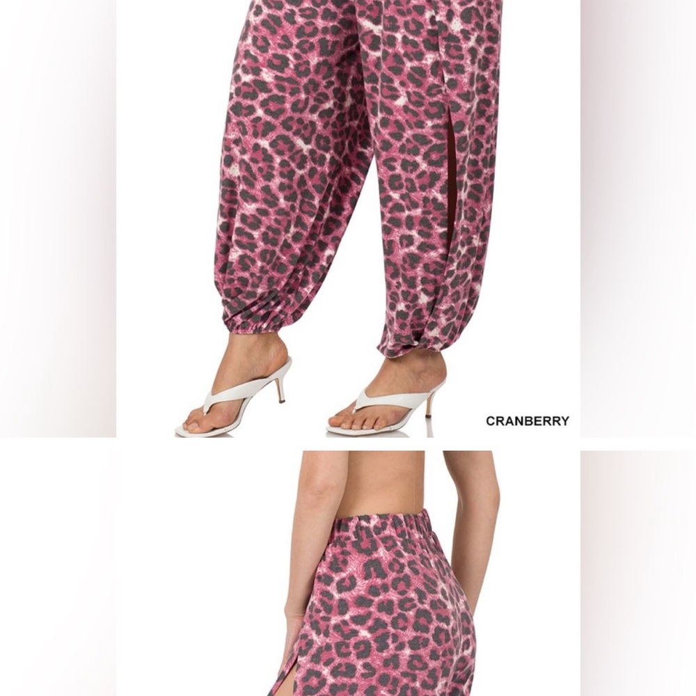 Zenana Outfitters Pink Leopard Print Joggers